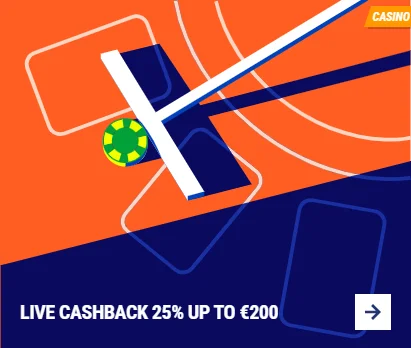 live cashback 25% up to 200 euro